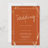 Boho Botanical Burnt Oranje Wedding Kaart (Voorkant)