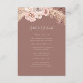 Boho Botanical Dusty Roos Schedule of Events Informatiekaartje (Voorkant)
