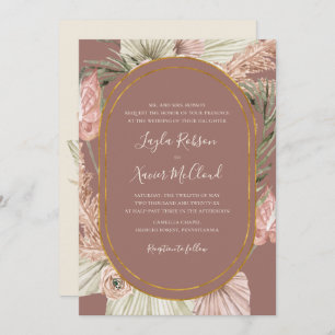 Boho Botanical   Dusty Roos Traditional Wedding Kaart