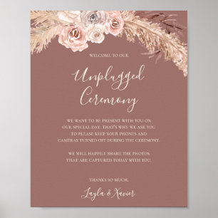 Boho Botanical Dusty Roos Unplugged Ceremony Poster