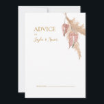 Boho Botanical | Dusty Rose Mariage carte conseil<br><div class="desc">Ce botanique boho | la carte de conseil mariage rose poussiéreuse est parfaite pour votre élégant mariage d'or rose, vert, pêche, fleuri et rustique. Le design présente un cadre or ou un bouquet avec de l'herbe rose pâle moderne, de la sauge simple, de l'ivoire, une feuille de palmier à champagne...</div>