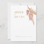 Boho Botanical | Dusty Rose Mariage carte conseil<br><div class="desc">Ce botanique boho | la carte de conseil mariage rose poussiéreuse est parfaite pour votre élégant mariage d'or rose, vert, pêche, fleuri et rustique. Le design présente un cadre or ou un bouquet avec de l'herbe rose pâle moderne, de la sauge simple, de l'ivoire, une feuille de palmier à champagne...</div>