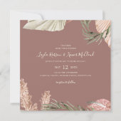 Boho Botanical | Eenvoudig dusty Roos Square Wedde Kaart (Voorkant)