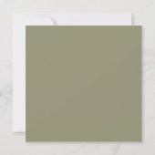 Boho Botanical | Eenvoudig Olive Green Square Wedd Kaart (Achterkant)