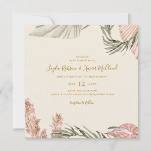 Boho Botanical   Eenvoudig Olive Green Square Wedd Kaart