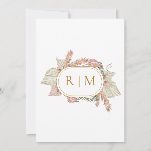Boho Botanical | Eenvoudig traditioneel huwelijk Kaart (Achterkant)