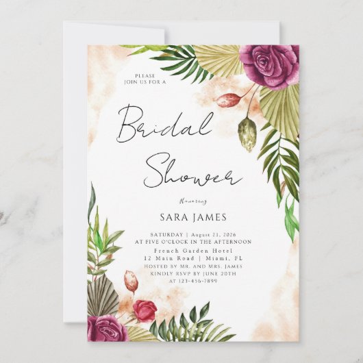 Boho-Botanical Elegance Bridal Shower Invitation (Devant)