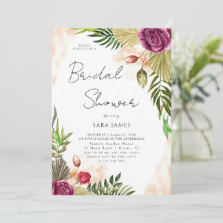 Boho-Botanical Elegance Bridal Shower Invitation Kaart