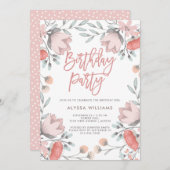 Boho Botanical Flowers Invitation à la fête d'anni (Devant / Derrière)