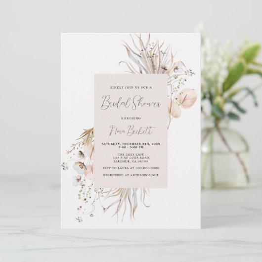 Boho Botanical Frame Bridal Show Invitation (Debout devant)