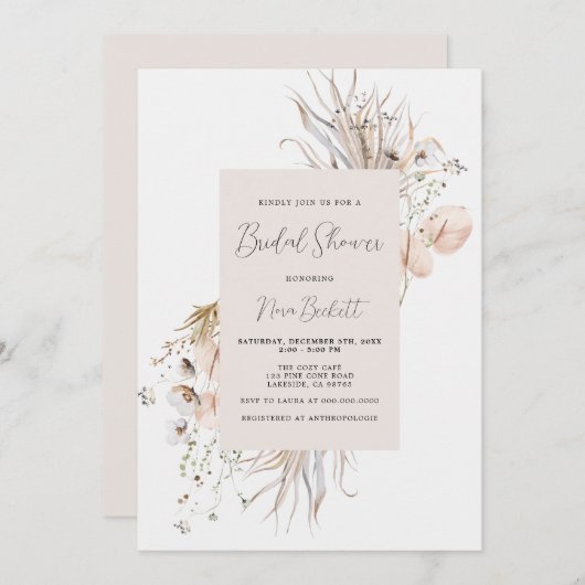 Boho Botanical Frame Bridal Show Invitation (Devant / Derrière)