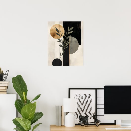 Boho Botanical Geometric Illustration Poster (Thuiskantoor)