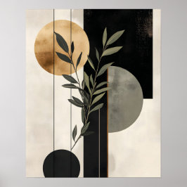 Boho Botanical Geometric Illustration Poster