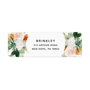 Boho Botanical Greenery Floral Return Address Etiket