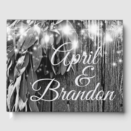 Boho botanical herb bladeren rustic Barn-wood Gastenboek (Voorkant)