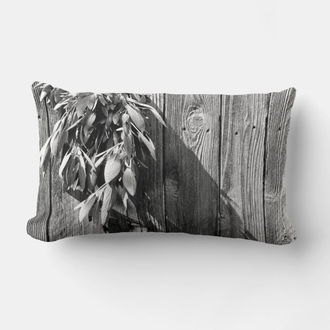 Boho botanical herb bladeren rustic Barn-wood Kussen (Voorkant)