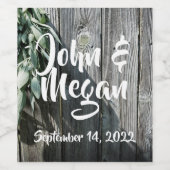 Boho botanical herb bladeren rustic Barn-wood Wijn Etiket (Enkel label)