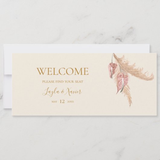 Boho Botanical Ivory Hanging Seating Chart Header (Achterkant)