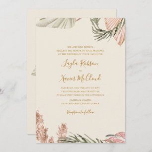 Boho Botanical Ivory Simple Traditional Wedding Kaart