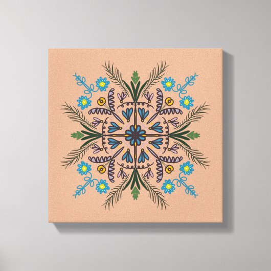 Boho Botanical Mandala Tropical Greenery Canvas Afdruk (Voorkant)