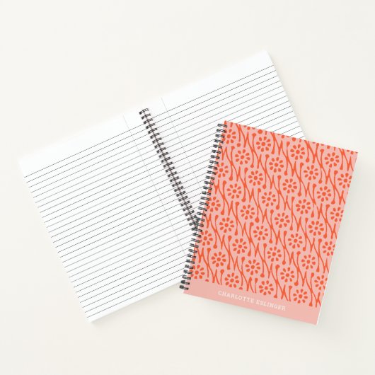 Boho Botanical Pattern Blush Coral Personalized Notitieboek (Binnen)