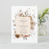 Boho Botanical Rustic Mariage Photo Invitation (Debout devant)