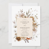 Boho Botanical Rustic Wedding Photo Invitation Kaart (Voorkant)