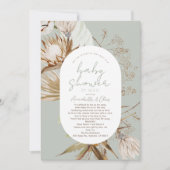 Boho Botanical Sage Baby shower by Mail Invitation Kaart (Voorkant)