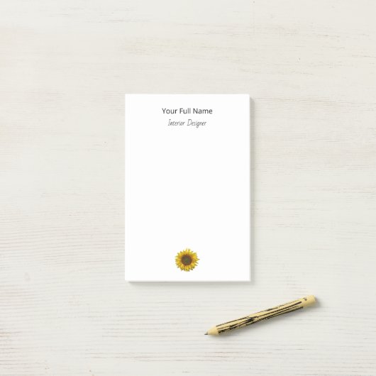 Boho Botanical Sunflower Interior Designer  Post-it® Notes (Op bureau)