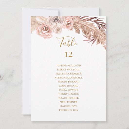 Boho Botanical | Tabel aantal zitplaatsen (Voorkant)