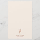 Boho Botanical Terracotta Mariage Carte Menu (Dos)