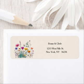 Boho Botanical Watercolor Floral Etiket