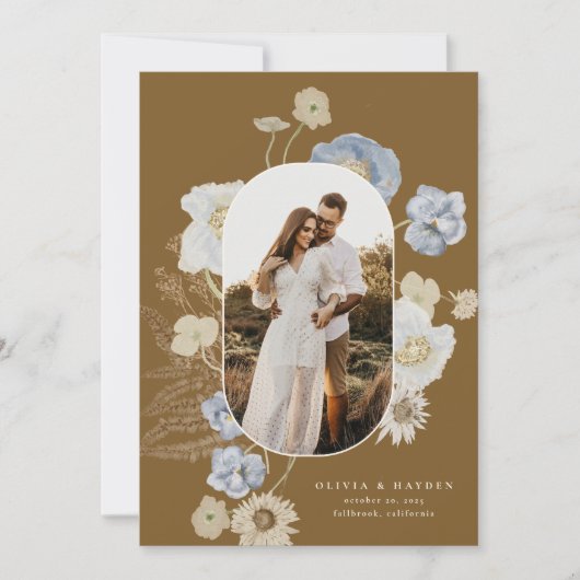 Boho Botanical Wedding Enregistrer la carte Date (Devant)