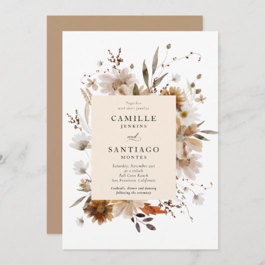 Boho Botanical Wedding Invitation Kaart (Voorkant / Achterkant)