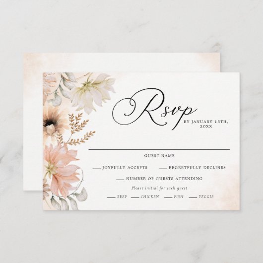 Boho Botanical Wedding RSVP Kaarten (Voorkant / Achterkant)