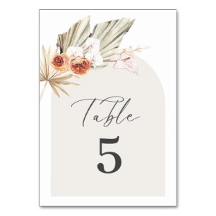 Boho Botanical Wedding Table Number Kaart