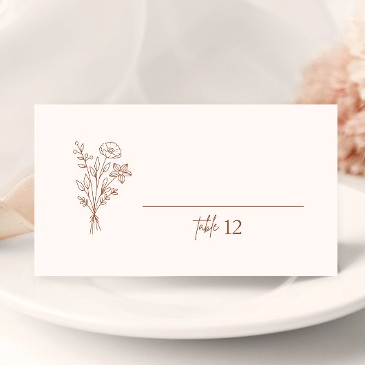 Boho Botanicals Terracotta Wedding Place Card Kaart