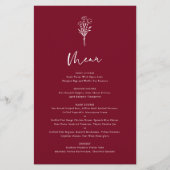 Boho Botanics Bourgogne Mariage Carte Menu (Devant)