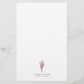 Boho Botanics Bourgogne Mariage Carte Menu (Dos)