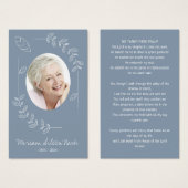 Boho Botanique Dusty Blue Photo Funeral Card (Devant & derrière)