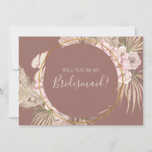 Boho Botanique Dusty Rose Bridesmaid Carte de prop