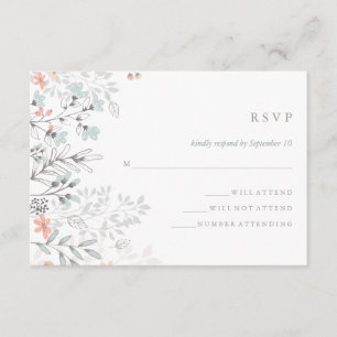 Boho Botanique Rustique Mariage Coral et Grey RSVP