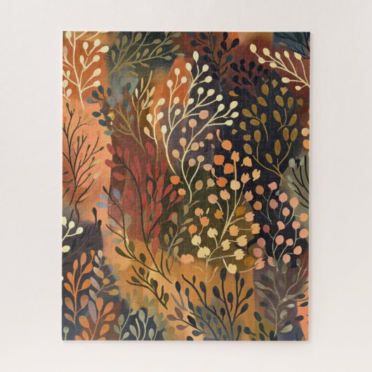 Boho Botanisch Aards Bloemmotief Legpuzzel (Verticaal)