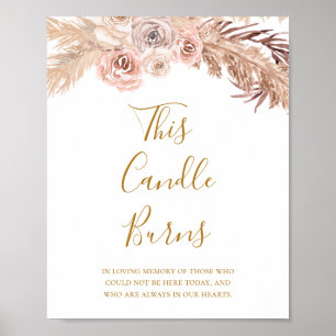 Boho Botanisch Ivoor Deze Kaars Brandt Trouwfees Poster