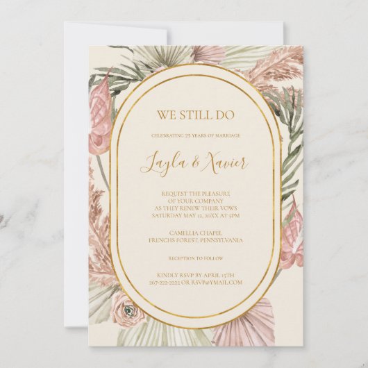 Boho Botanisch stoffige Roos dat we nog steeds geb Kaart (Voorkant)