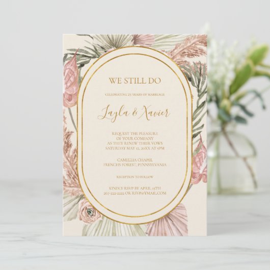 Boho Botanisch stoffige Roos dat we nog steeds geb Kaart (Staand voorkant)