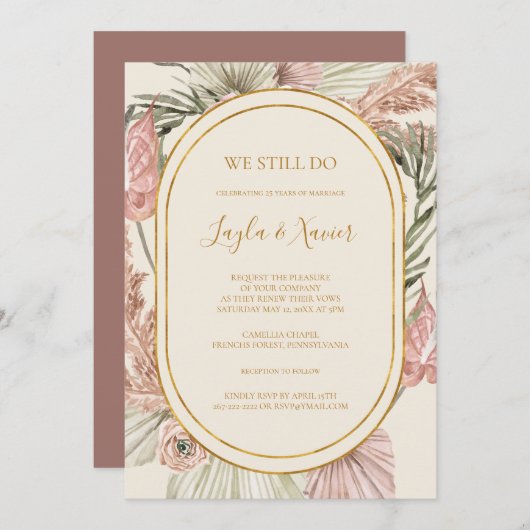 Boho Botanisch stoffige Roos dat we nog steeds geb Kaart (Voorkant / Achterkant)