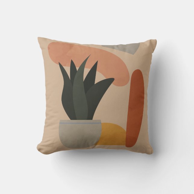 Boho Botanisch Succulent Plant Kussen (Voorkant)