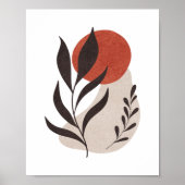 Boho Botanische Bladeren met Abstracte Vormen Kuns Poster (Voorkant)