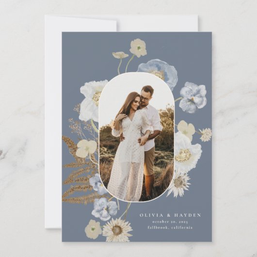 Boho Botanische Bruiloft Save the Date Kaart (Voorkant)